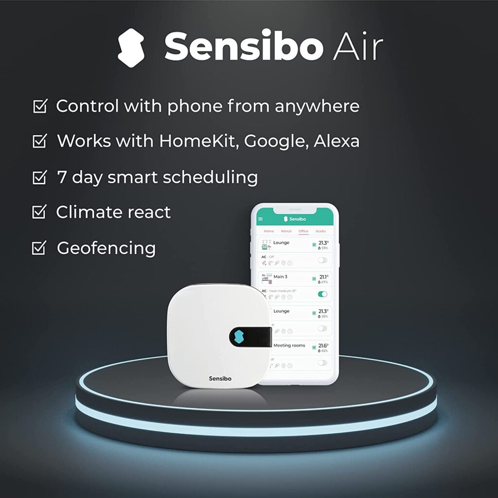 Sensibo Air- Smart AC Controller app, Google Home, Amazon Alexa, Apple HomeKit, SmartThings, IFTTT, API